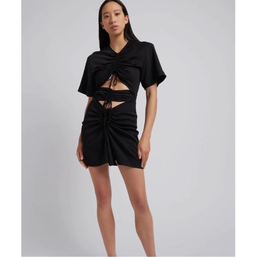 Christopher Esber Ruched Multi Tie Mini Dress Black US 6 New Womens Cut Out S2